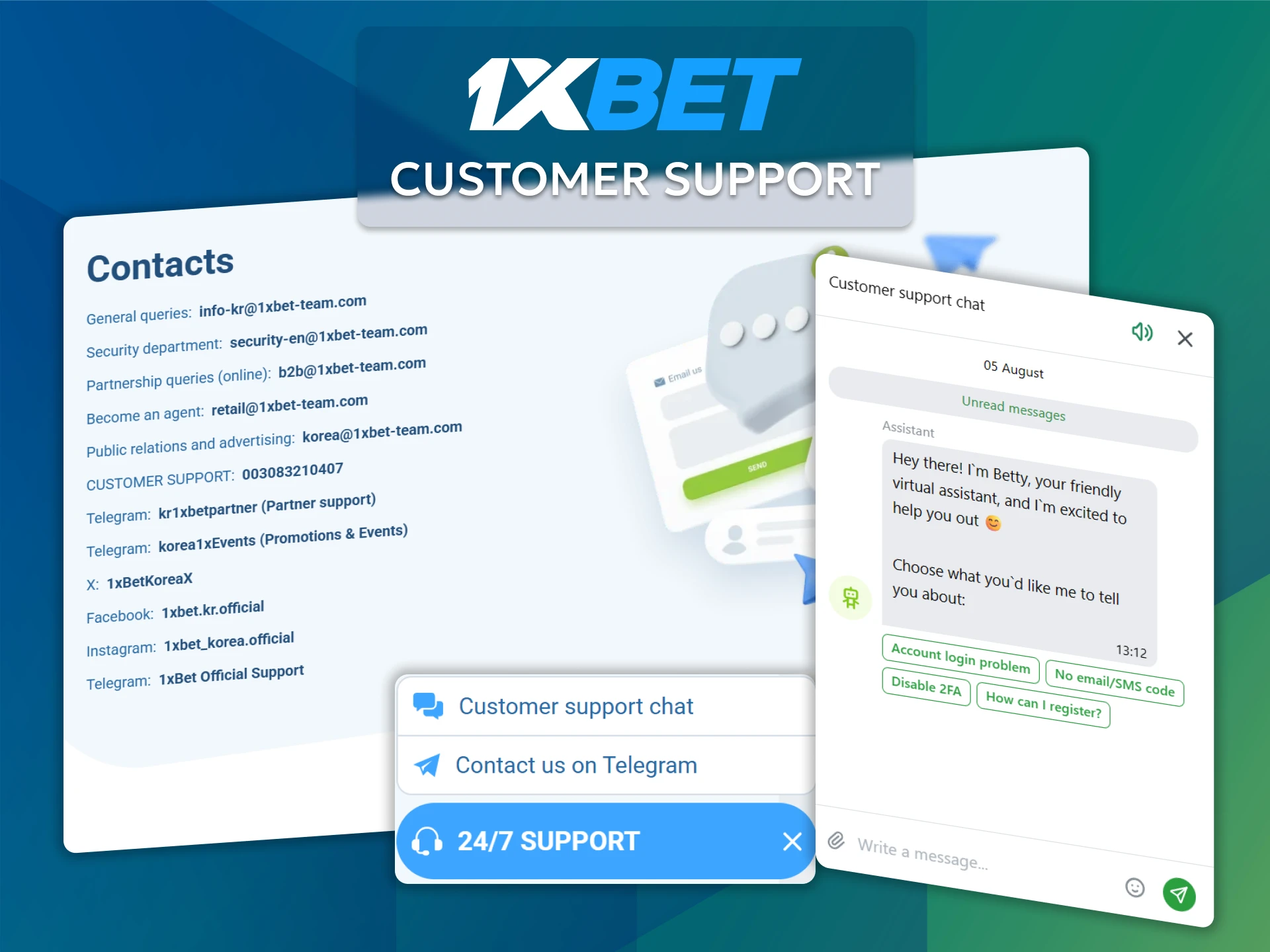 Resolve technical issues quickly with 1xBet's customer support.