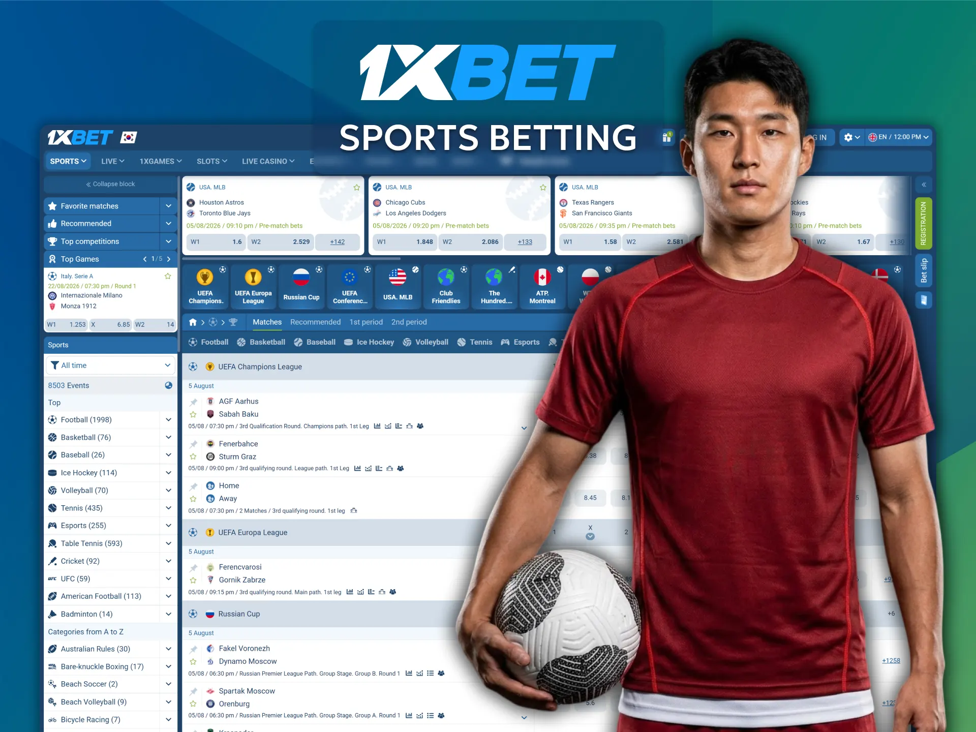 Place profitable bets on major sporting events using the 1xBet sports betting service.