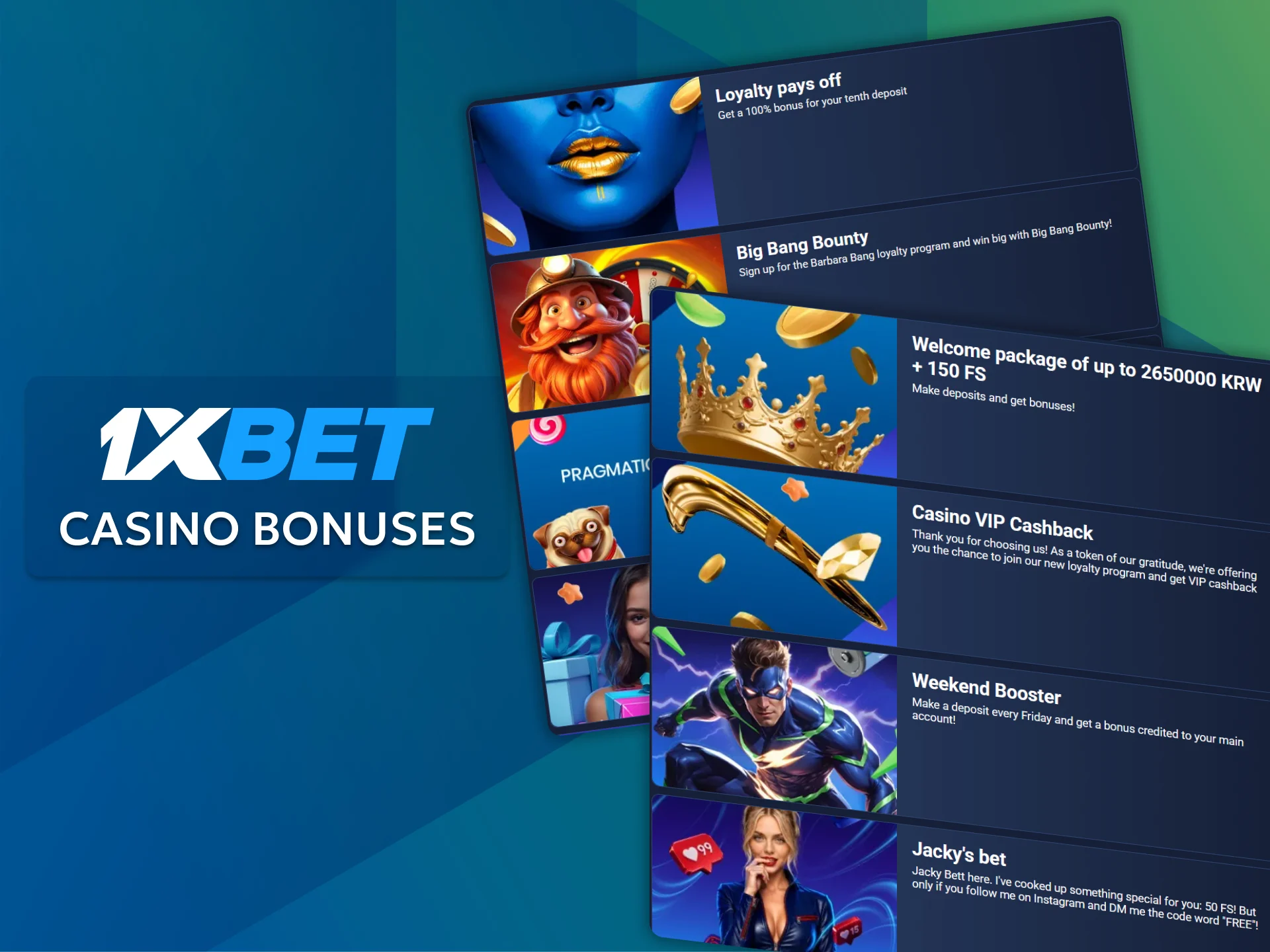 Take advantage of free spins and cashback by checking out the 1xBet casino bonuses.
