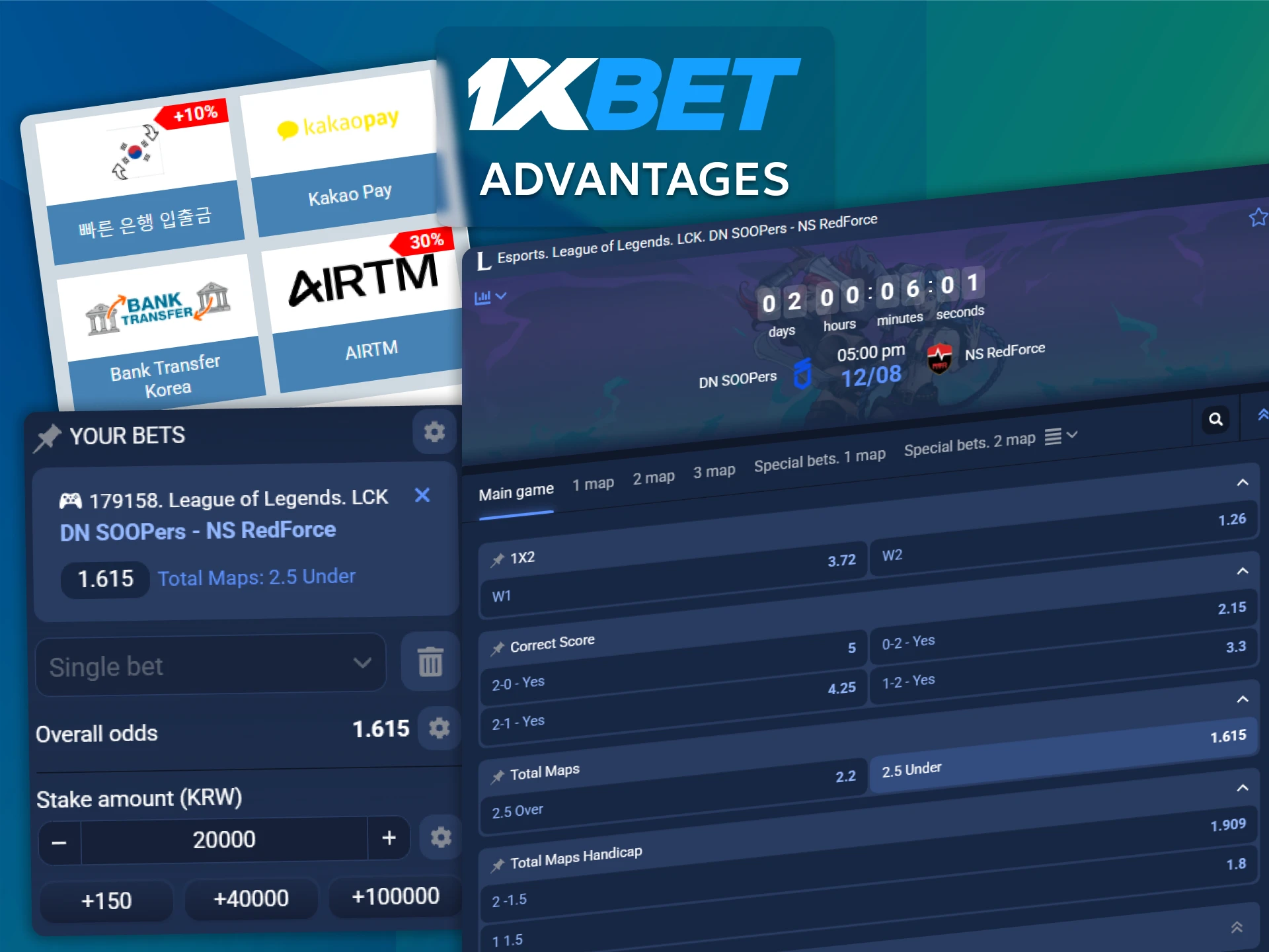Take advantage of great odds and the ability to make instant payments through local payment systems with 1xBet’s esports betting offerings.