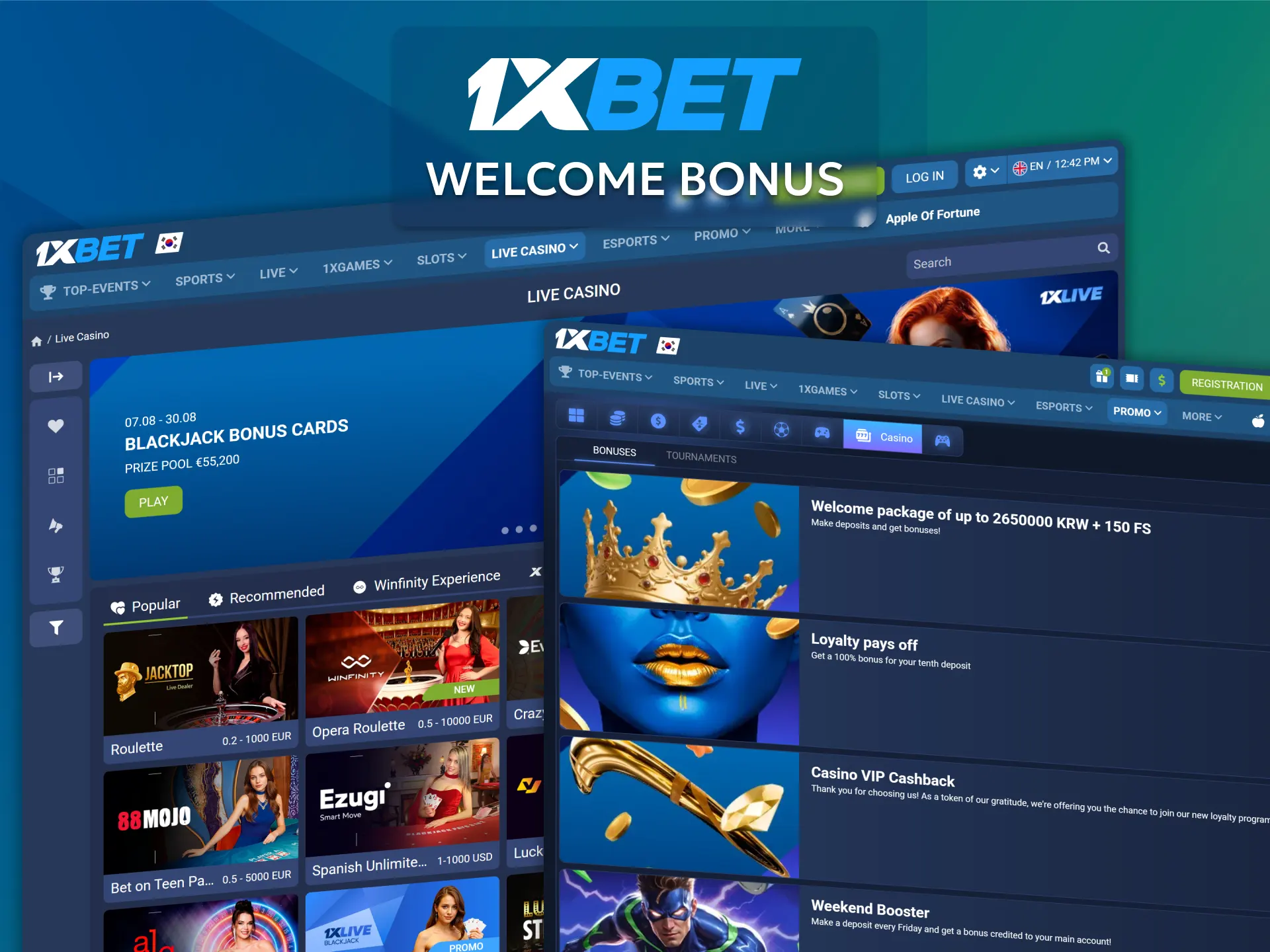 Take advantage of the 1xBet Casino welcome bonus to receive deposit bonuses and free spins.