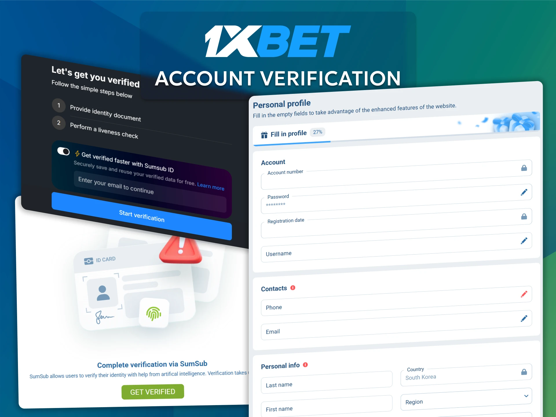 Submit your identification documents to complete the 1xBet account verification process.