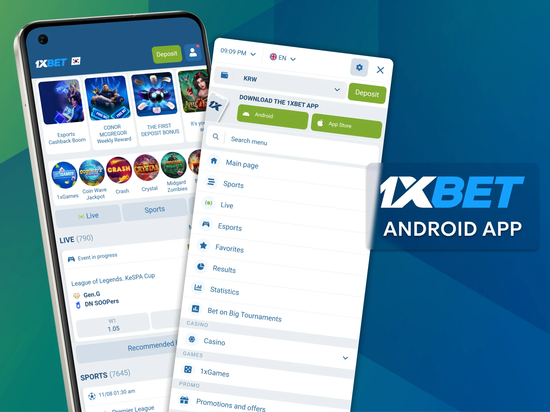 Download the special 1xBet mobile app for Android designed for your device.