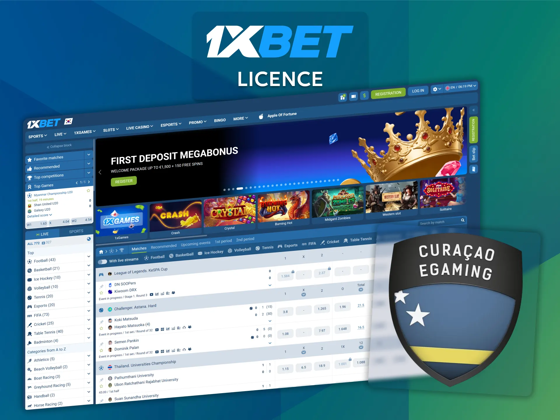 Play with full confidence knowing the official details of 1xBet official licence.