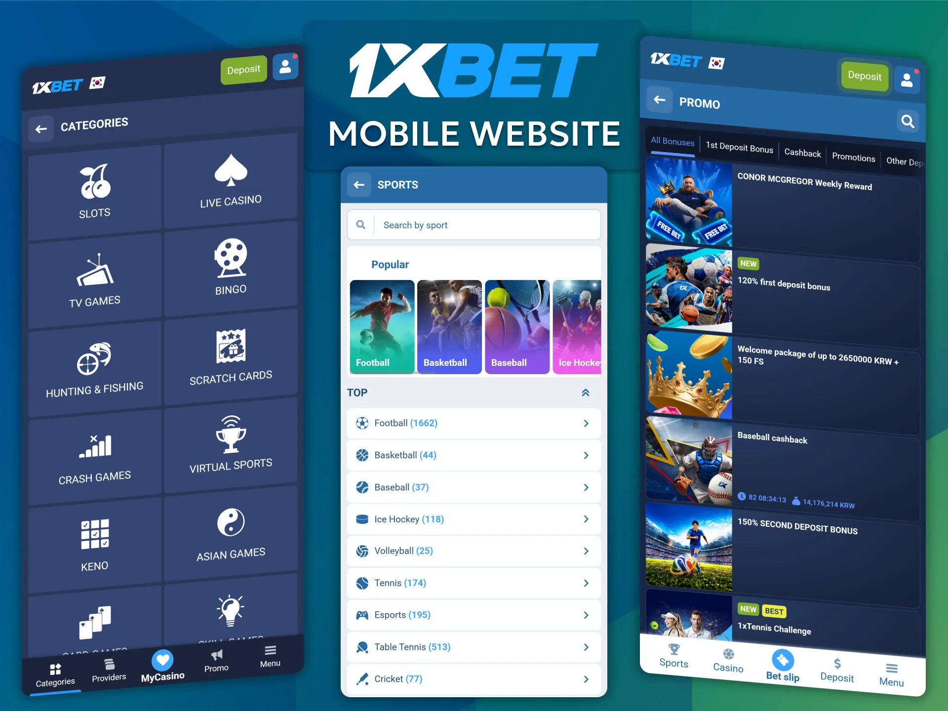 Place bets directly from any mobile browser using the mobile web version of the 1xBet website.