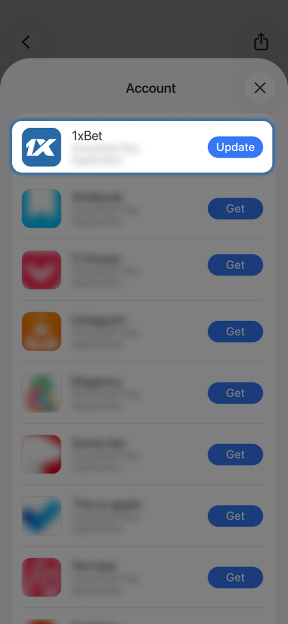 Update the 1xBet app through the app store to ensure it's always up to date.