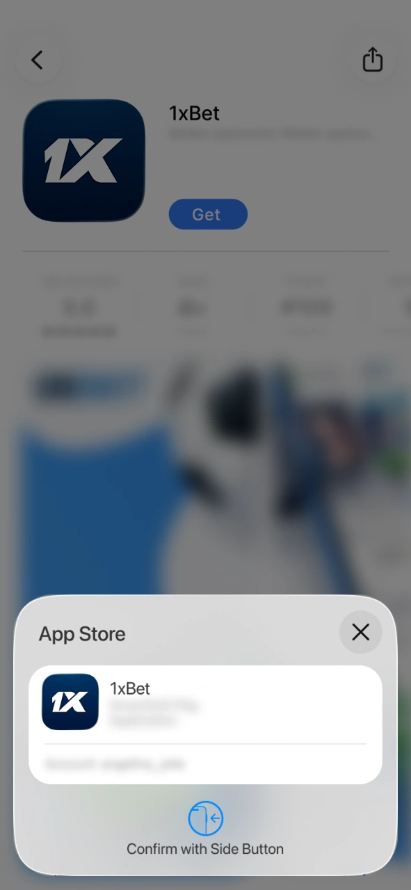 Securely authorize the 1xBet iOS download using biometrics or a password.
