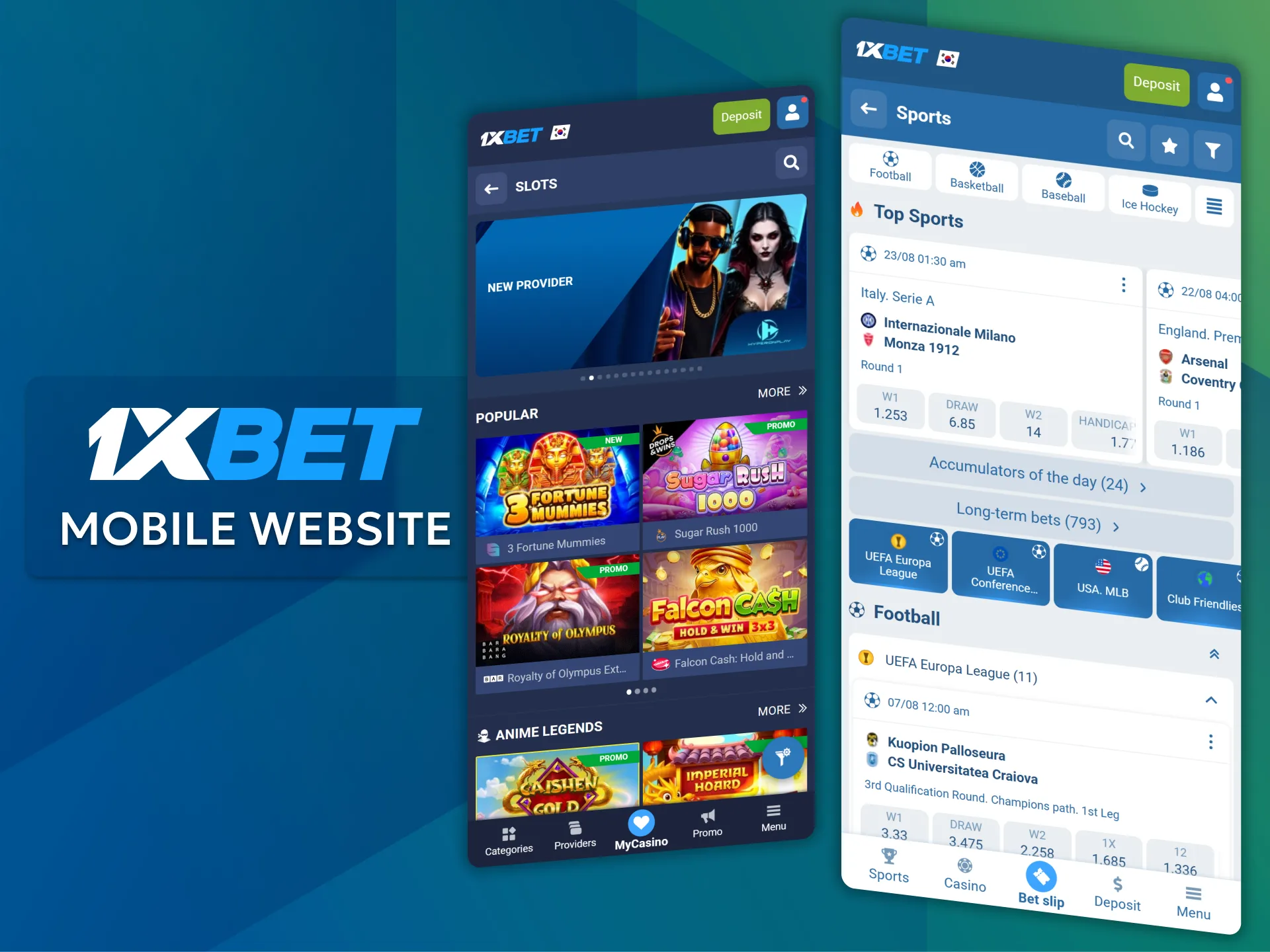 Access all the same features as the app without downloading it using the mobile version of the 1xBet website.