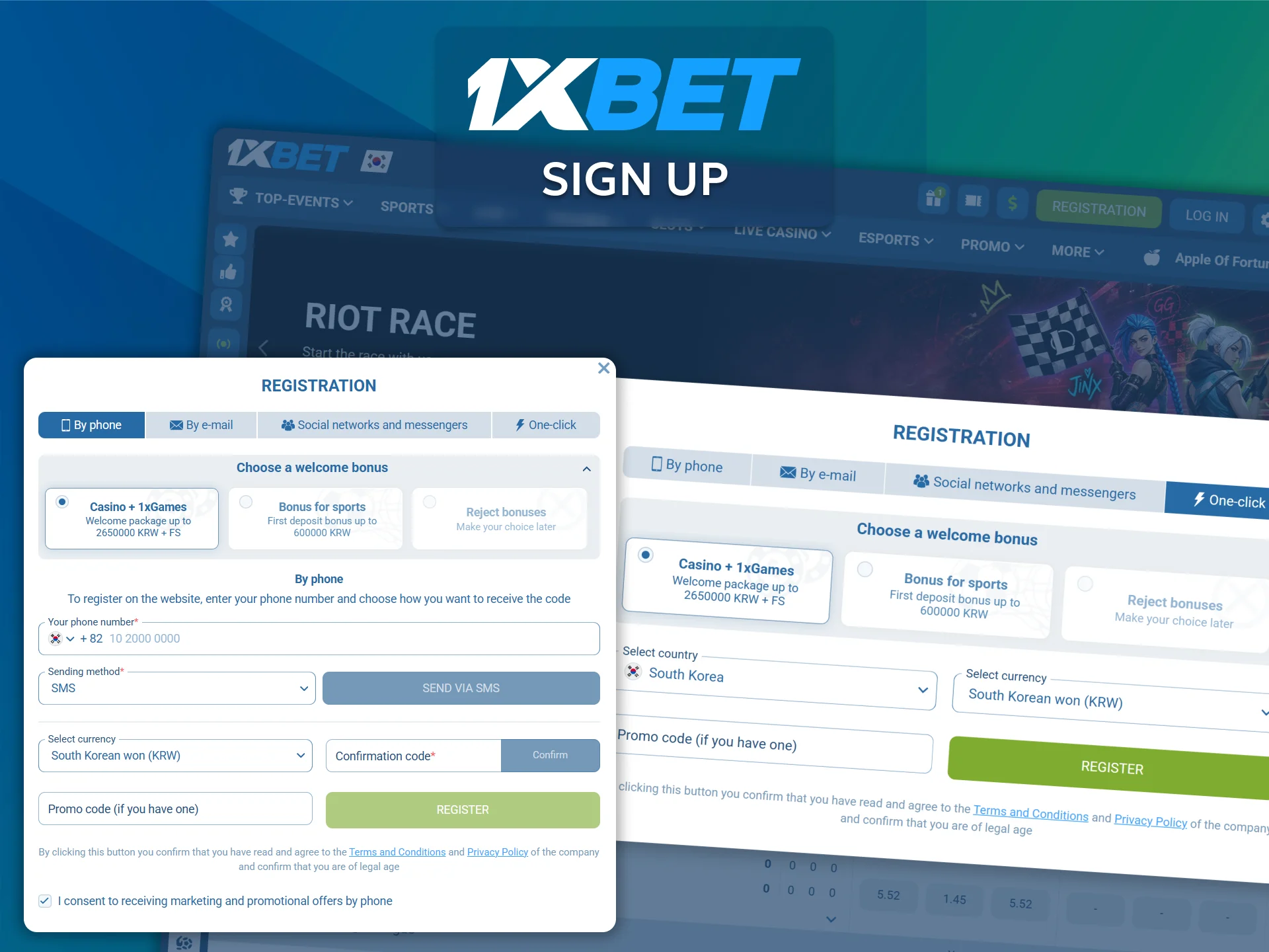 Sign up using the desktop app and start placing bets on 1xBet.