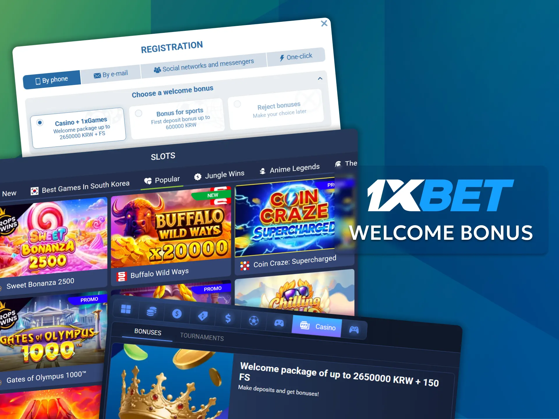 Get extra free spins by taking advantage of the welcome bonus for 1xBet slot players.